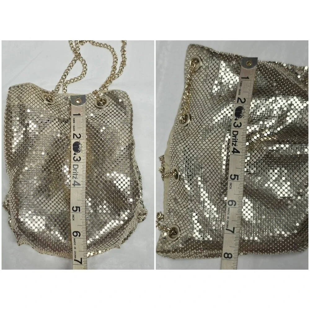 Nordstrom Gold Mesh Bucket Drawstring Shoulder Bag Evening Purse Formal Wedding